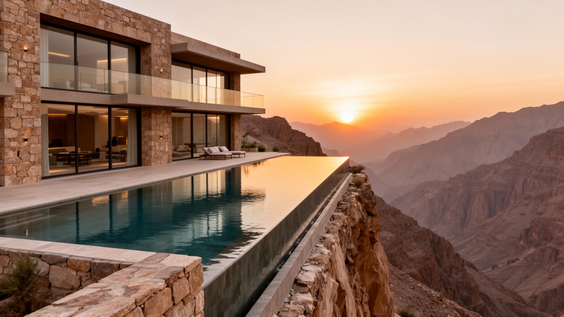 Modern luxury villa on a Jabal Akhdar cliff edge